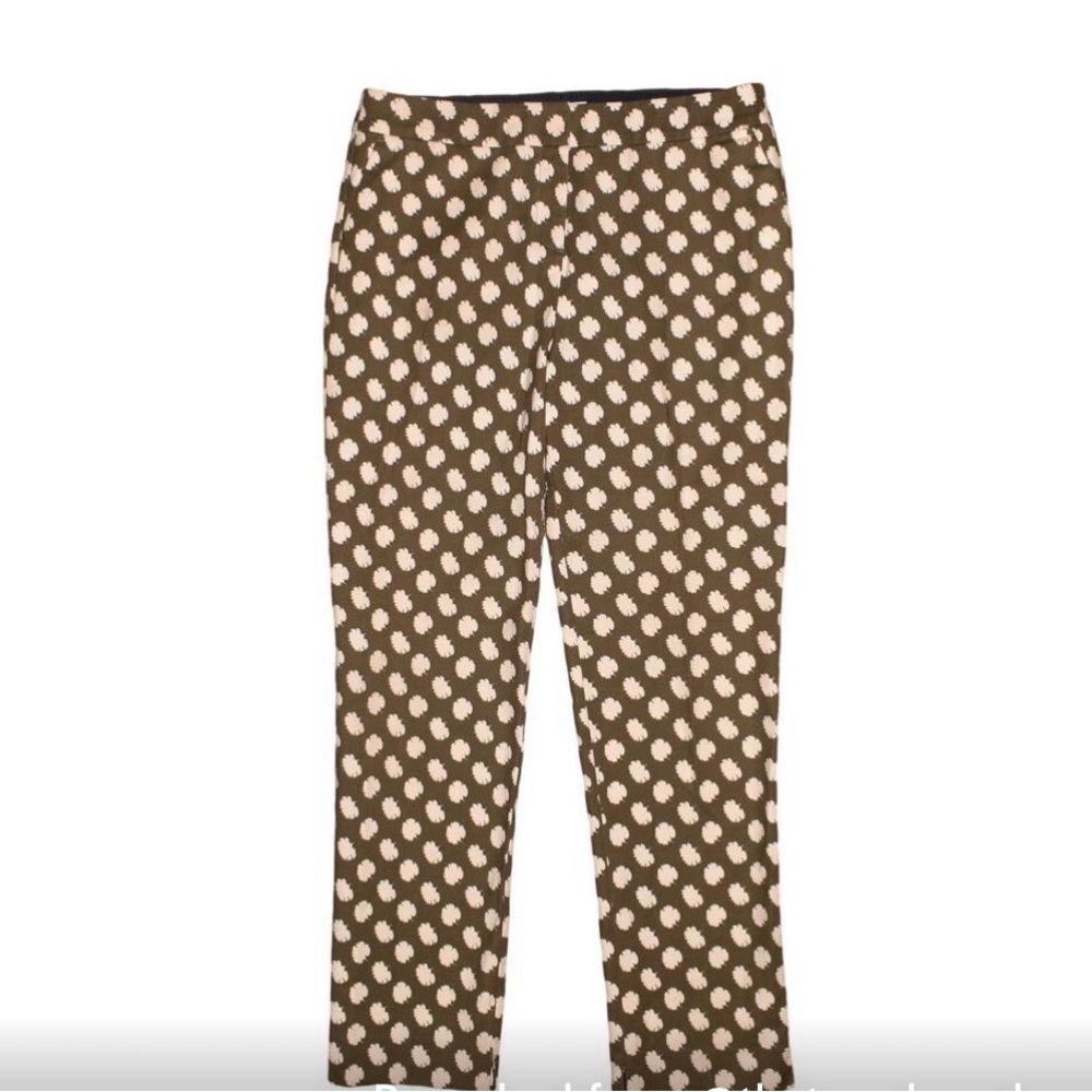 Boden Olive green and Cream stretchy Polka Dot Cropped Pants